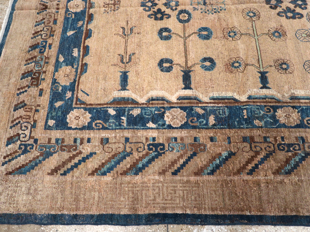 Antique East Turkestan Khotan Carpet, No.20271 - Staging