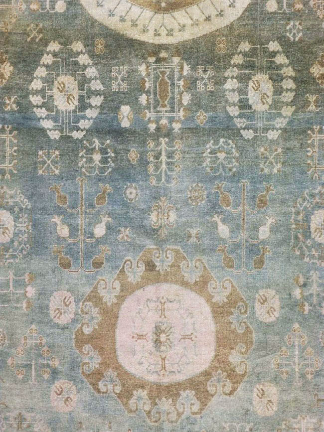 Antique East Turkestan Khotan Carpet, No.20277 - Staging