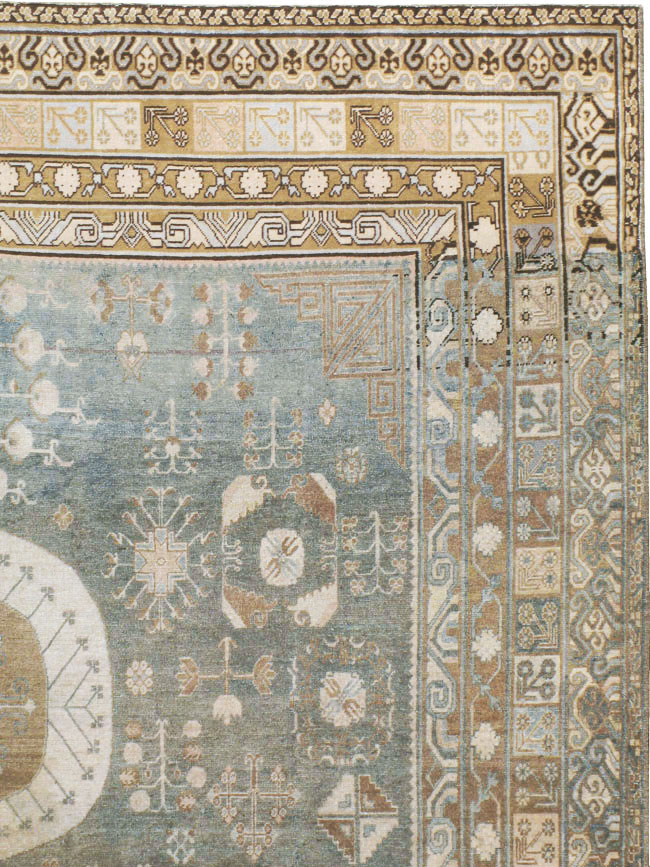 Antique East Turkestan Khotan Carpet, No.20277 - Staging