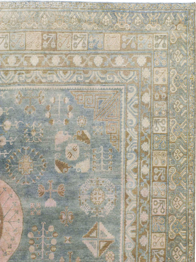 Antique East Turkestan Khotan Carpet, No.20277 - Staging