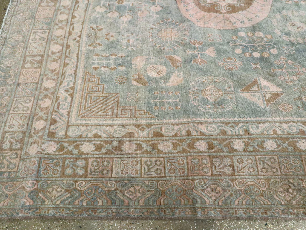 Antique East Turkestan Khotan Carpet, No.20277 - Staging