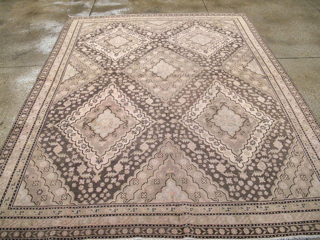 Antique East Turkestan Khotan Square Carpet, No.20278 - Staging