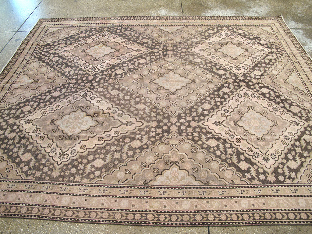 Antique East Turkestan Khotan Square Carpet, No.20278 - Staging