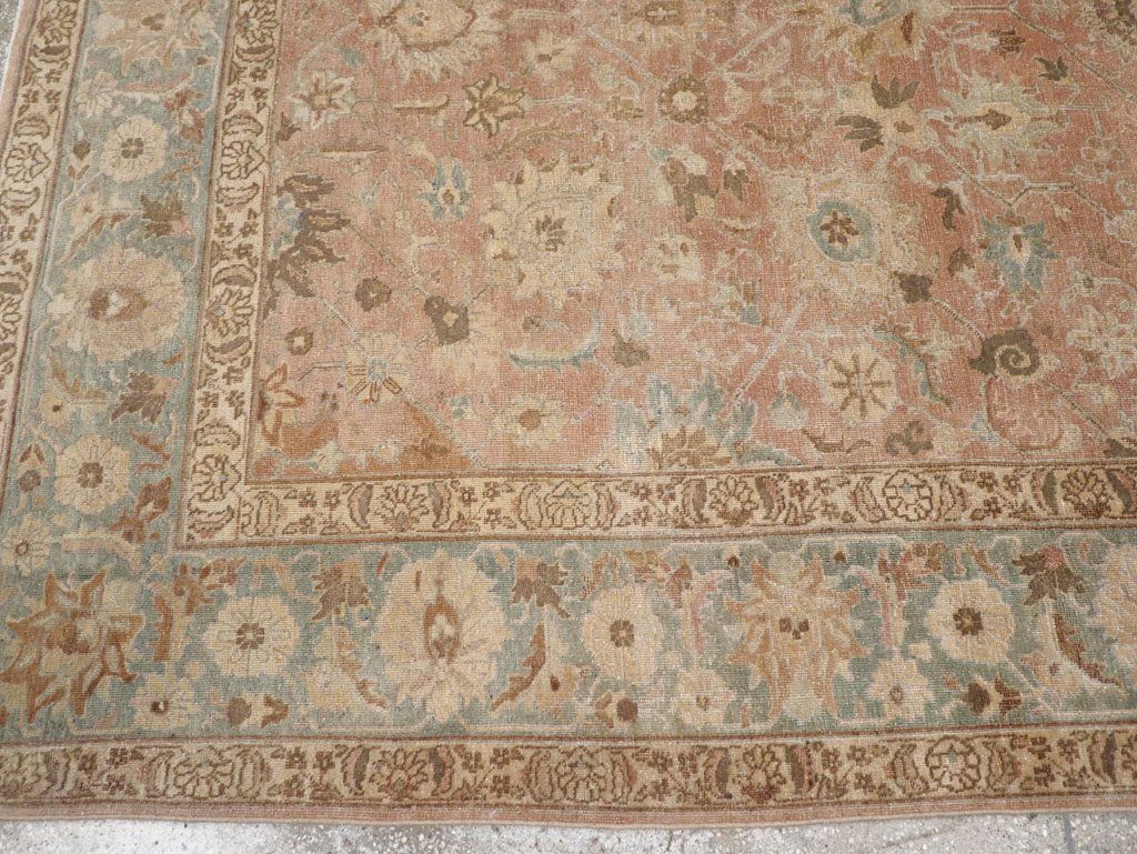 Antique Persian Tabriz Accent Carpet, No.20290 - Staging