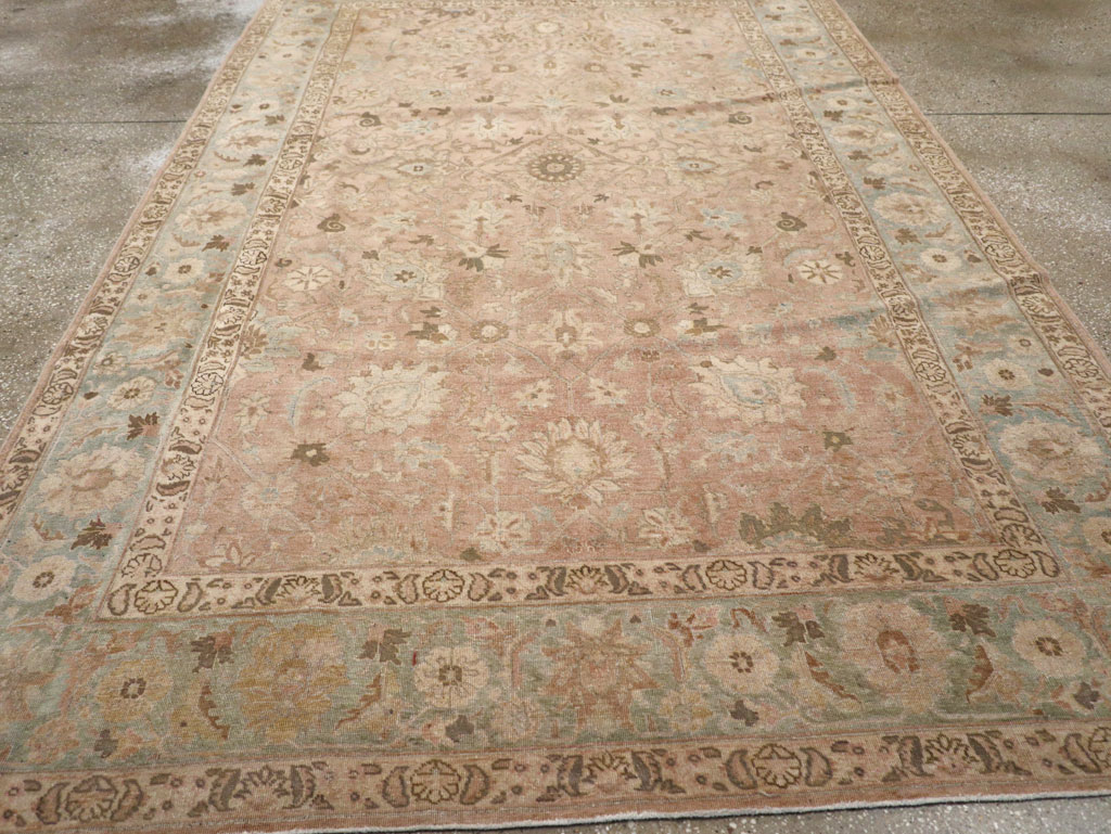 Antique Persian Tabriz Accent Carpet, No.20290 - Staging