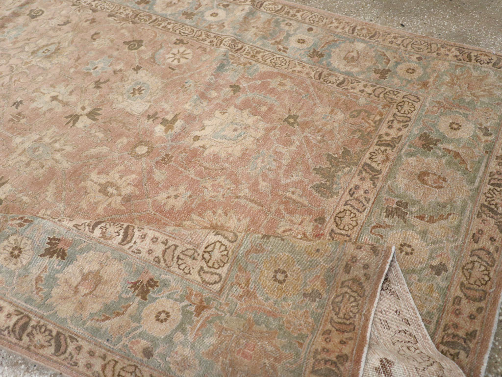 Antique Persian Tabriz Accent Carpet, No.20290 - Staging