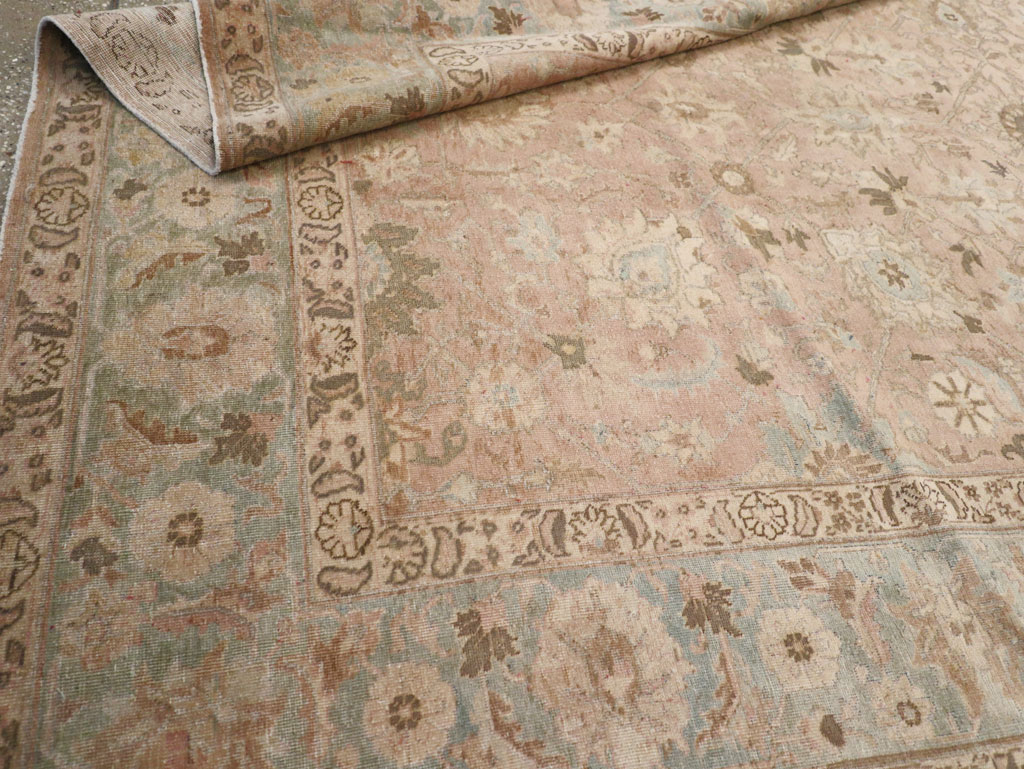 Antique Persian Tabriz Accent Carpet, No.20290 - Staging