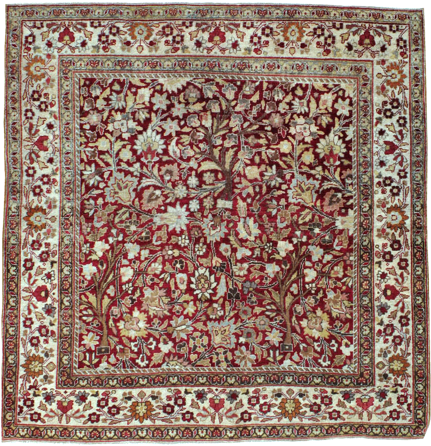 Vintage Persian Mashad Square Carpet, No.20328 - Staging