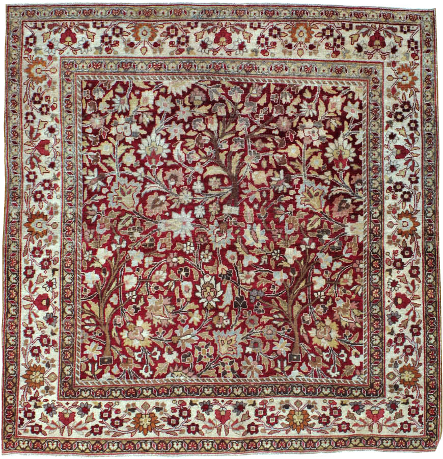 Vintage Persian Mashad Square Carpet, No.20328 - Staging