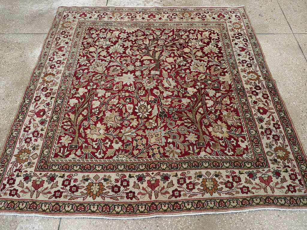 Vintage Persian Mashad Square Carpet, No.20328 - Staging