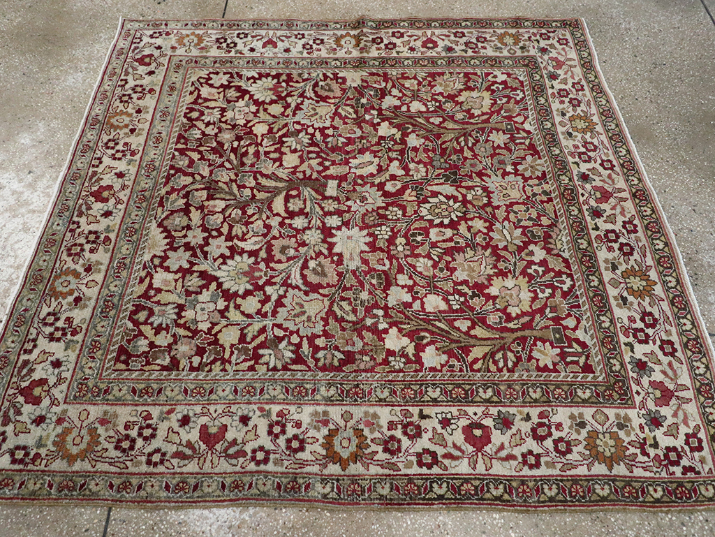 Vintage Persian Mashad Square Carpet, No.20328 - Staging