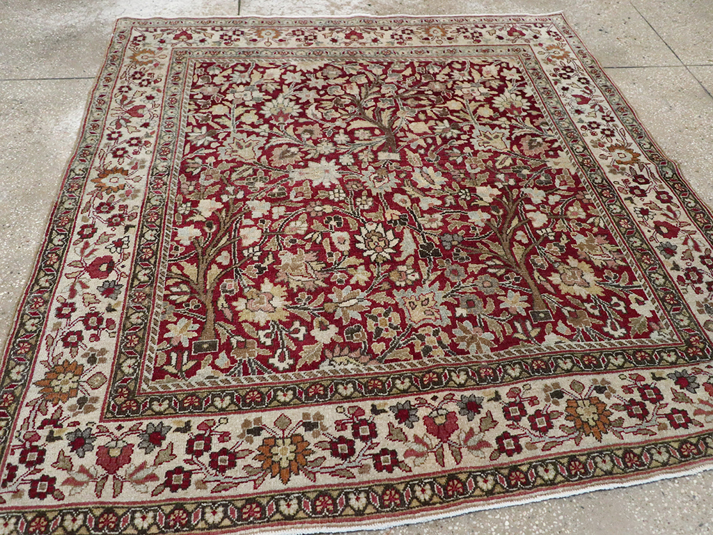 Vintage Persian Mashad Square Carpet, No.20328 - Staging