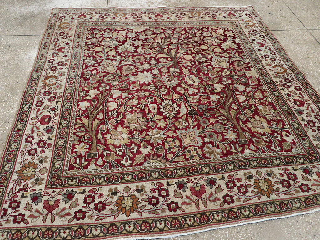Vintage Persian Mashad Square Carpet, No.20328 - Staging