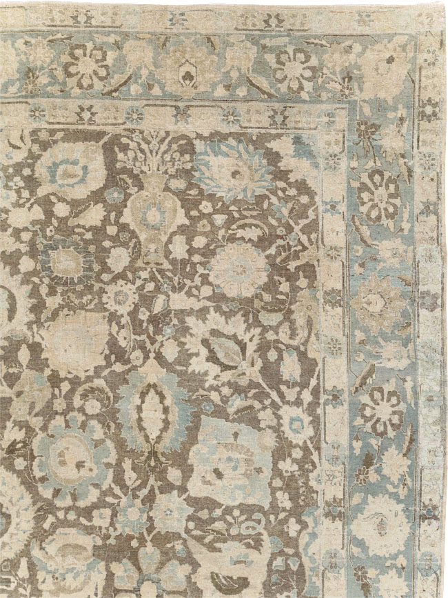Antique Persian Tabriz Large Room Size Carpet, No.20335 - Staging
