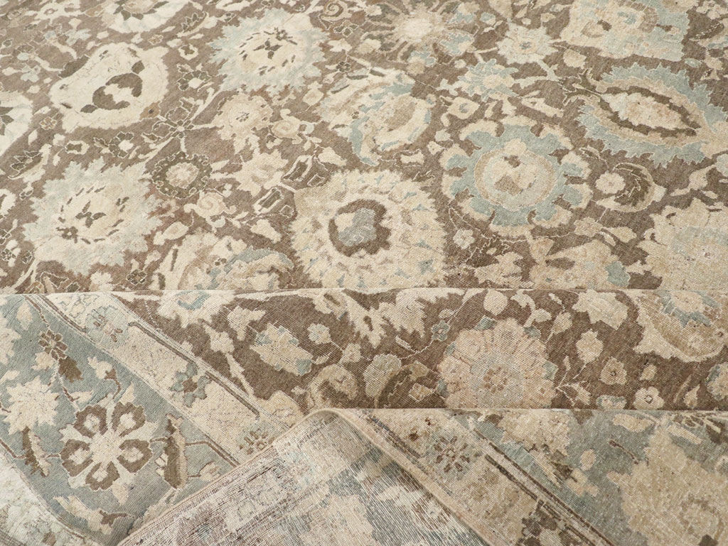 Antique Persian Tabriz Large Room Size Carpet, No.20335 - Staging