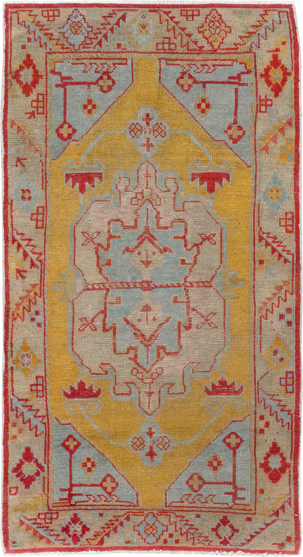 Vintage Turkish Oushak Throw Rug, No.20341 - Staging