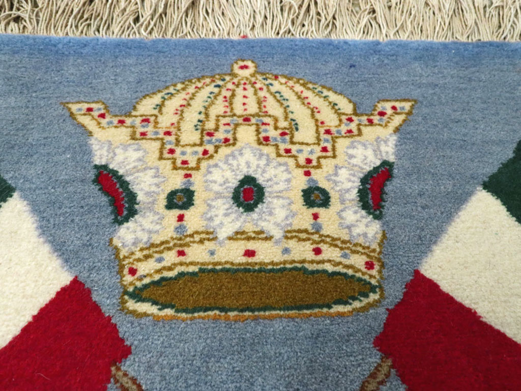 Vintage Persian Kashan Flag Pictorial Rug, No.20369 - Staging