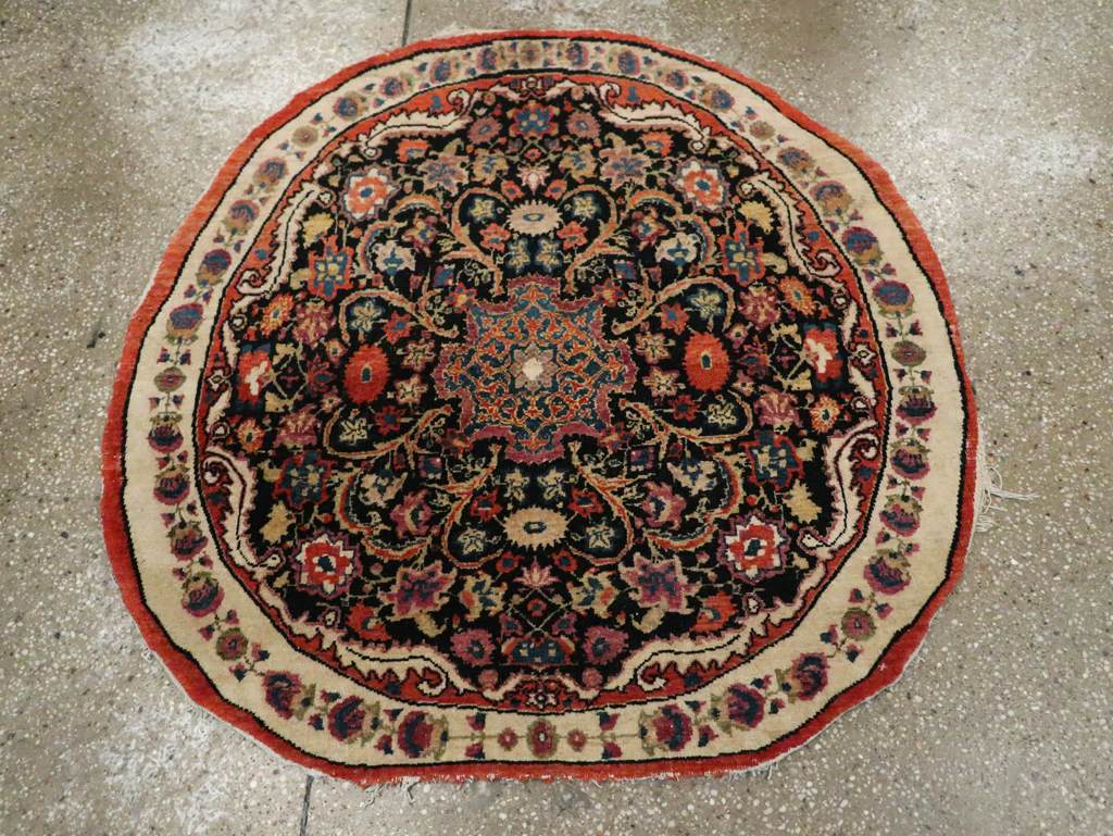 Antique Persian Tabriz Round Rug, No.20380 - Staging