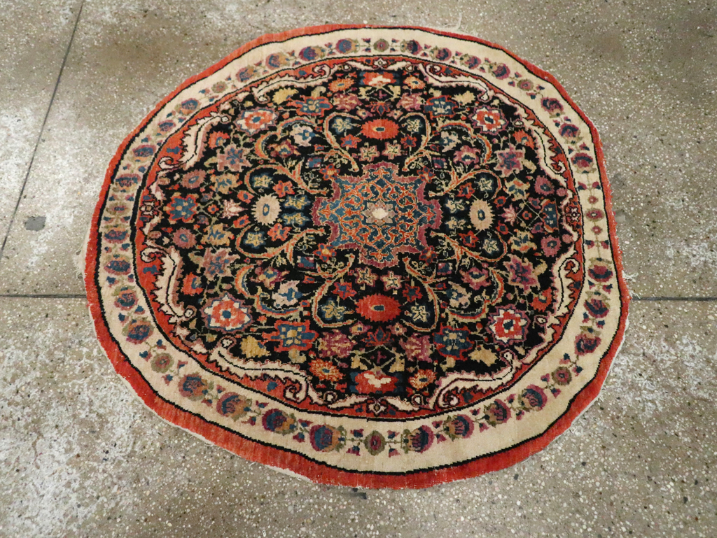 Antique Persian Tabriz Round Rug, No.20380 - Staging