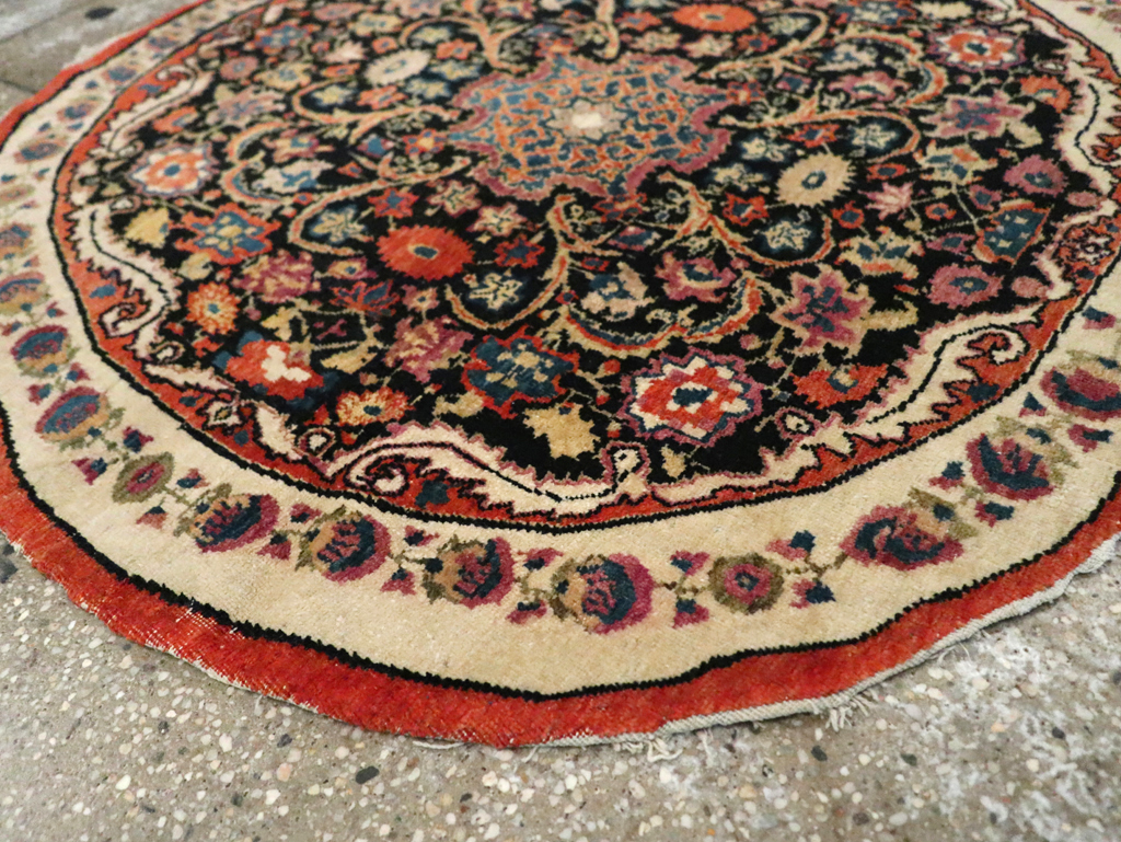 Antique Persian Tabriz Round Rug, No.20380 - Staging