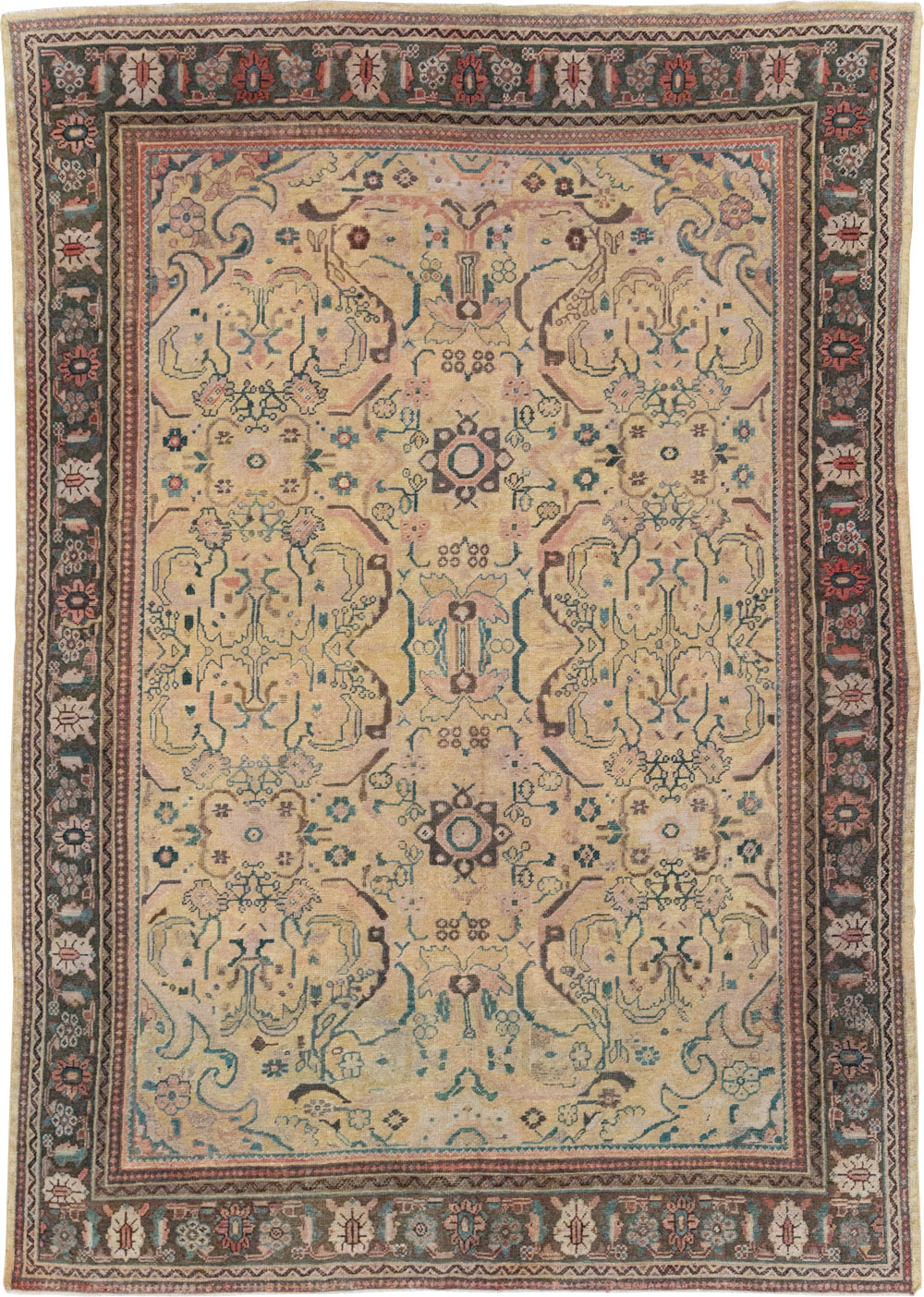Antique Persian Mahal Small Room Size Carpet, No.20461 - Staging
