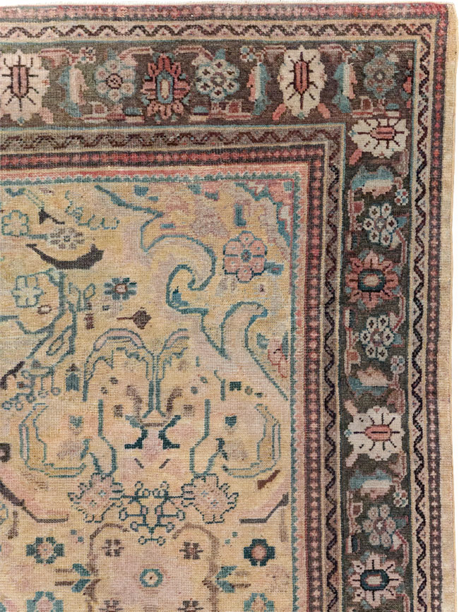 Antique Persian Mahal Small Room Size Carpet, No.20461 - Staging