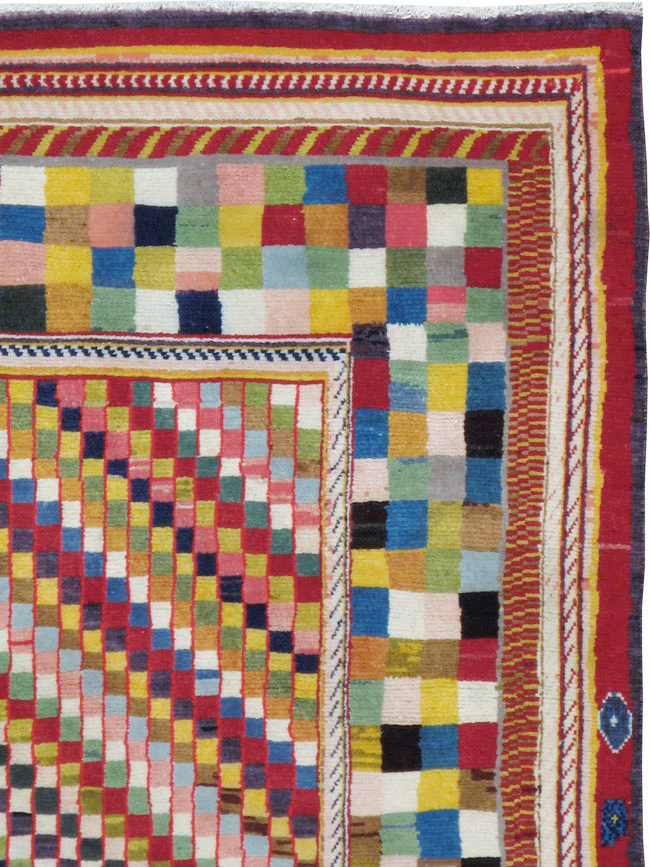 Vintage Persian Kashan Deco Rug, No.20477 - Staging