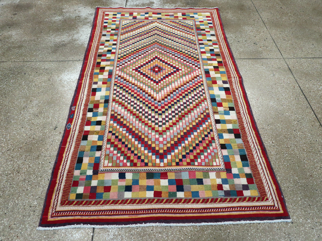 Vintage Persian Kashan Deco Rug, No.20477 - Staging