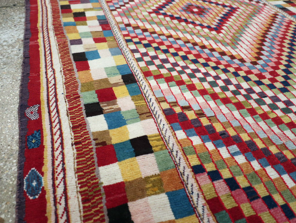 Vintage Persian Kashan Deco Rug, No.20477 - Staging