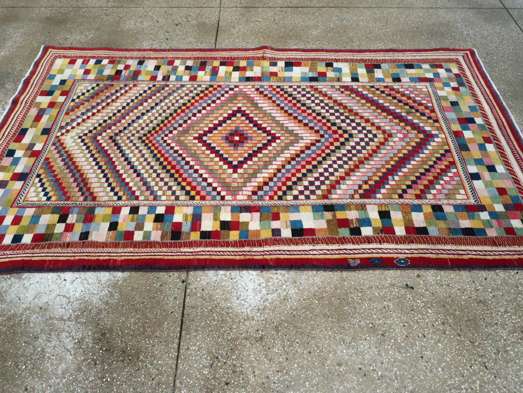 Vintage Persian Kashan Deco Rug, No.20477 - Staging