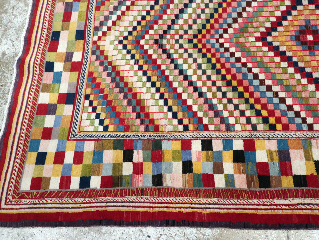 Vintage Persian Kashan Deco Rug, No.20477 - Staging