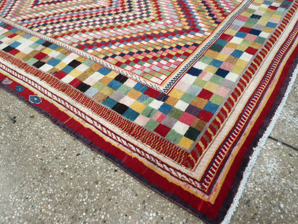 Vintage Persian Kashan Deco Rug, No.20477 - Staging