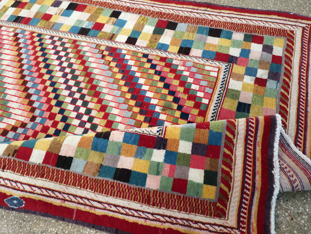 Vintage Persian Kashan Deco Rug, No.20477 - Staging