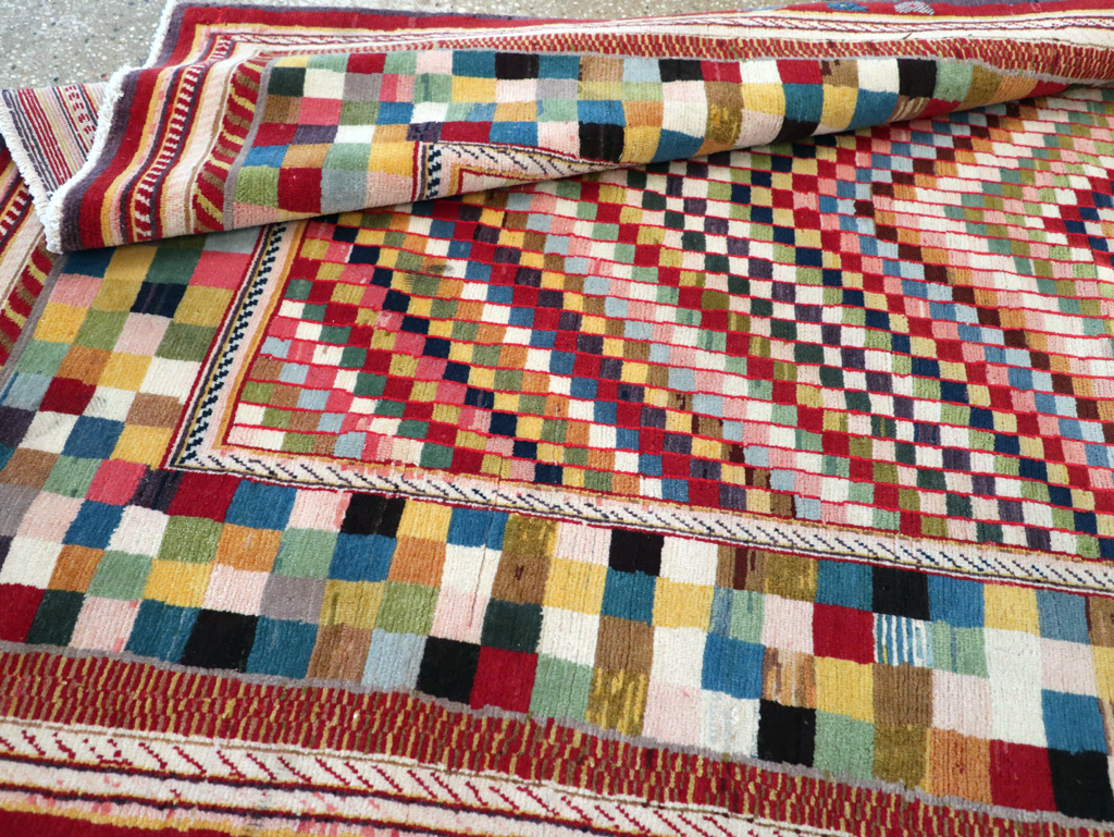 Vintage Persian Kashan Deco Rug, No.20477 - Staging