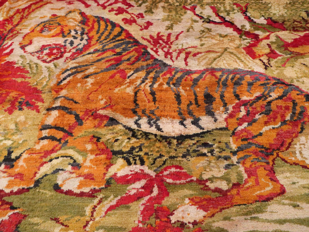 Antique Pictorial Oushak Carpet, No.20483 - Staging