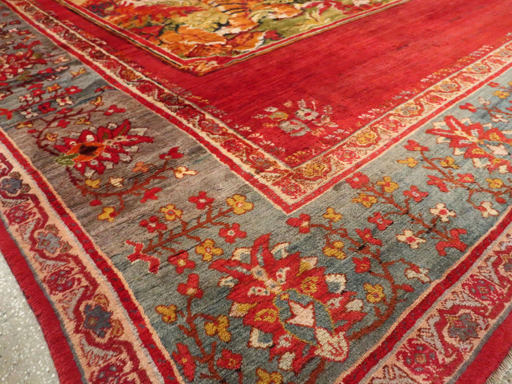 Antique Pictorial Oushak Carpet, No.20483 - Staging