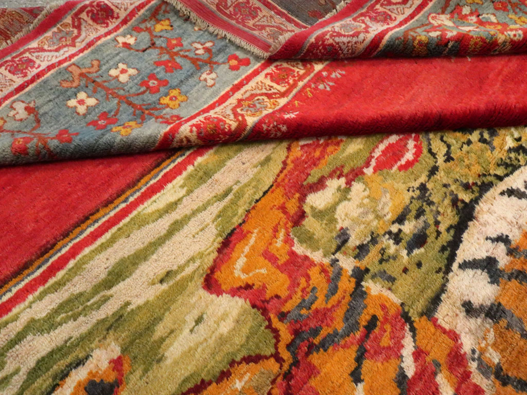 Antique Pictorial Oushak Carpet, No.20483 - Staging