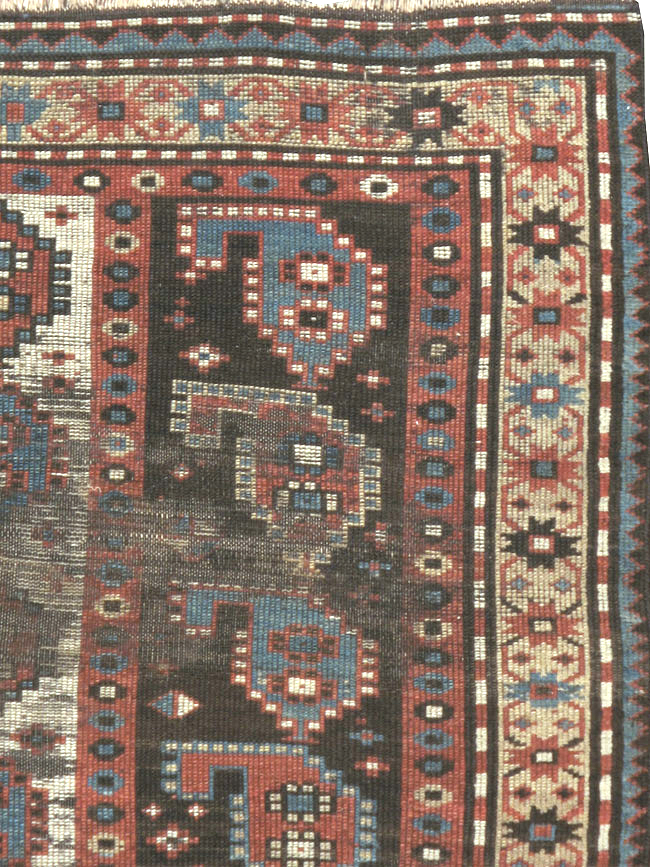 Antique Caucasian Kazak Distressed Rug, No.20515 - Staging