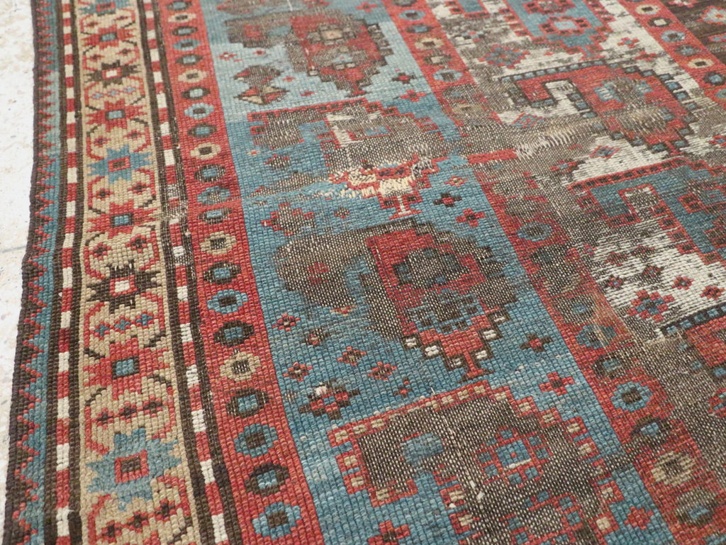 Antique Caucasian Kazak Distressed Rug, No.20515 - Staging