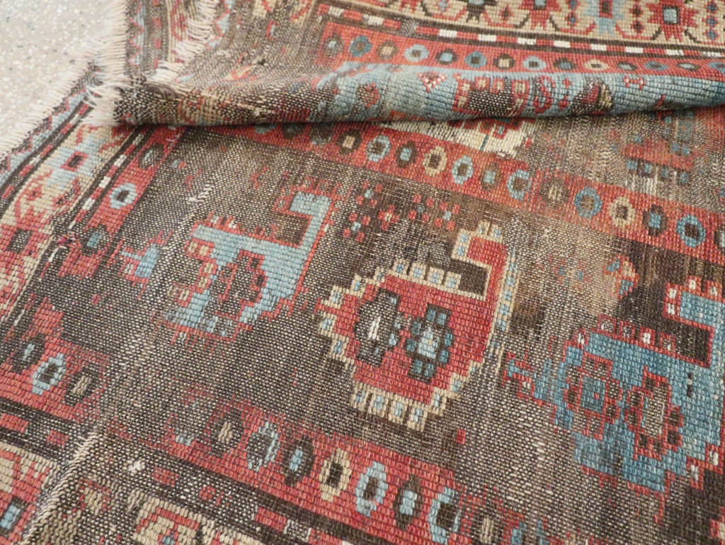 Antique Caucasian Kazak Distressed Rug, No.20515 - Staging