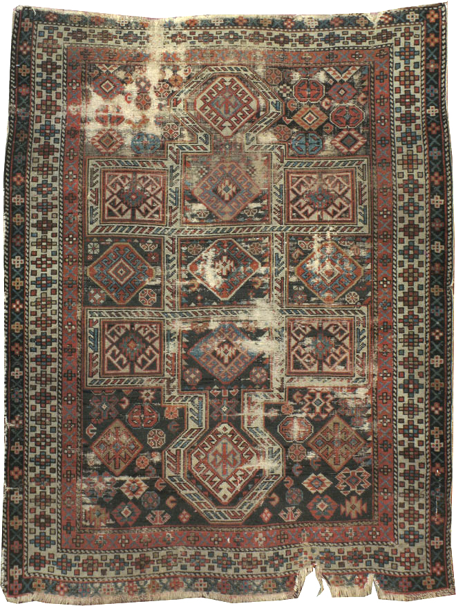 Antique Caucasian Shirvan Distressed Rug, No.20516 - Staging