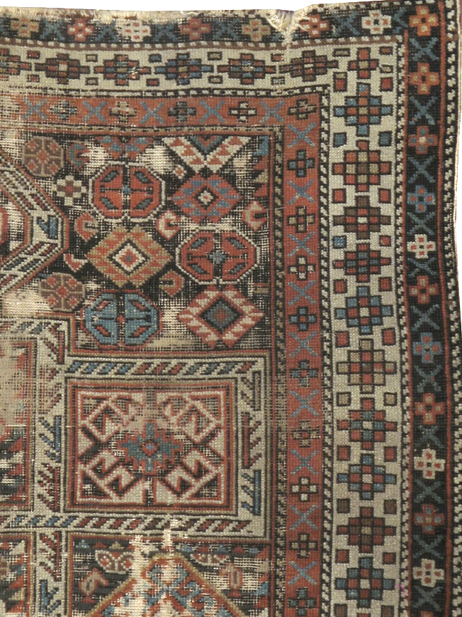 Antique Caucasian Shirvan Distressed Rug, No.20516 - Staging