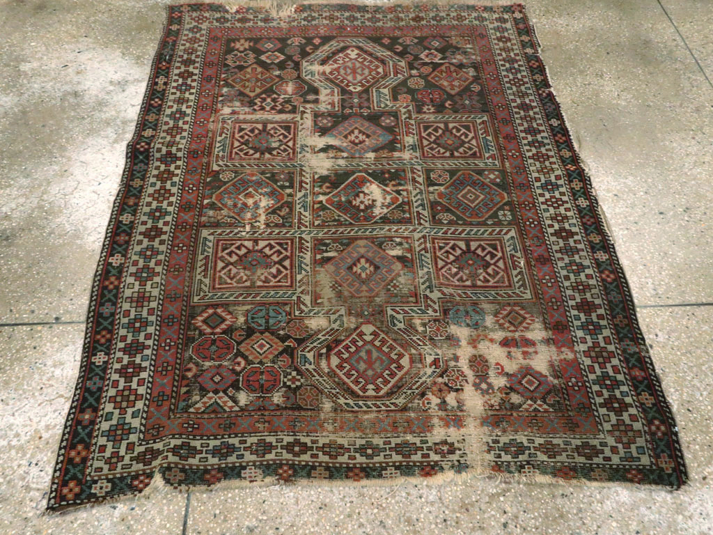 Antique Caucasian Shirvan Distressed Rug, No.20516 - Staging