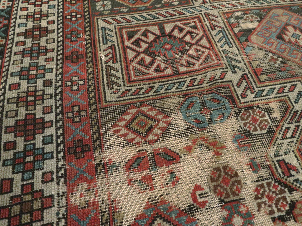 Antique Caucasian Shirvan Distressed Rug, No.20516 - Staging