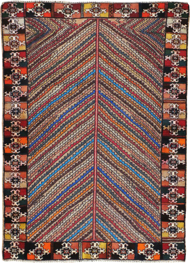 Vintage Persian Afshar Rug, No.20518 - Staging