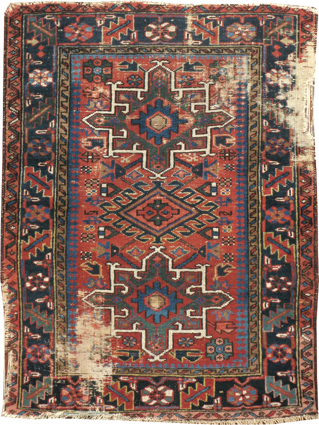 Antique Persian Karajeh Distressed Rug, No.20530 - Staging