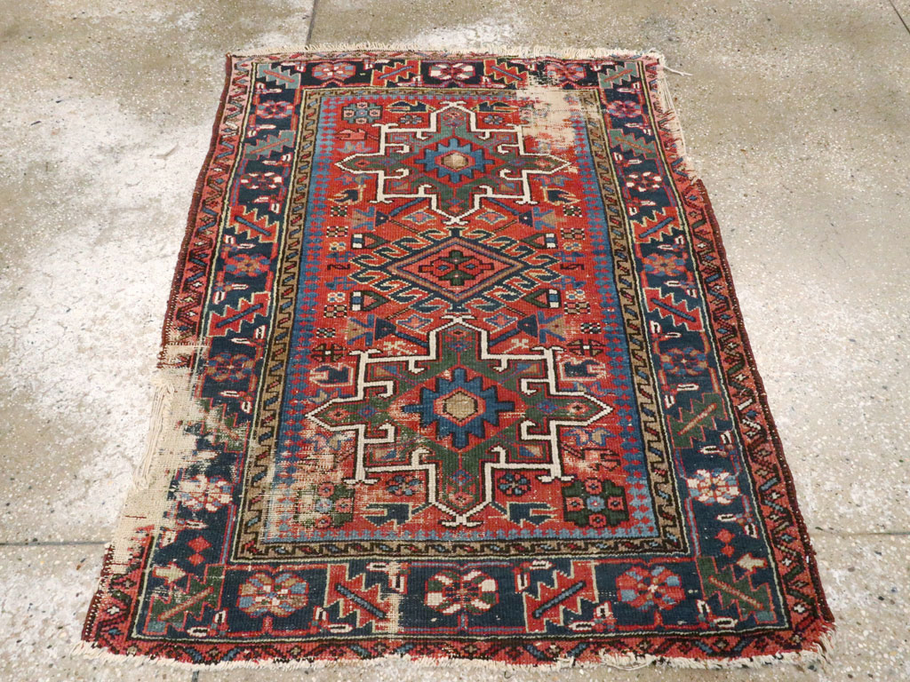 Antique Persian Karajeh Distressed Rug, No.20530 - Staging