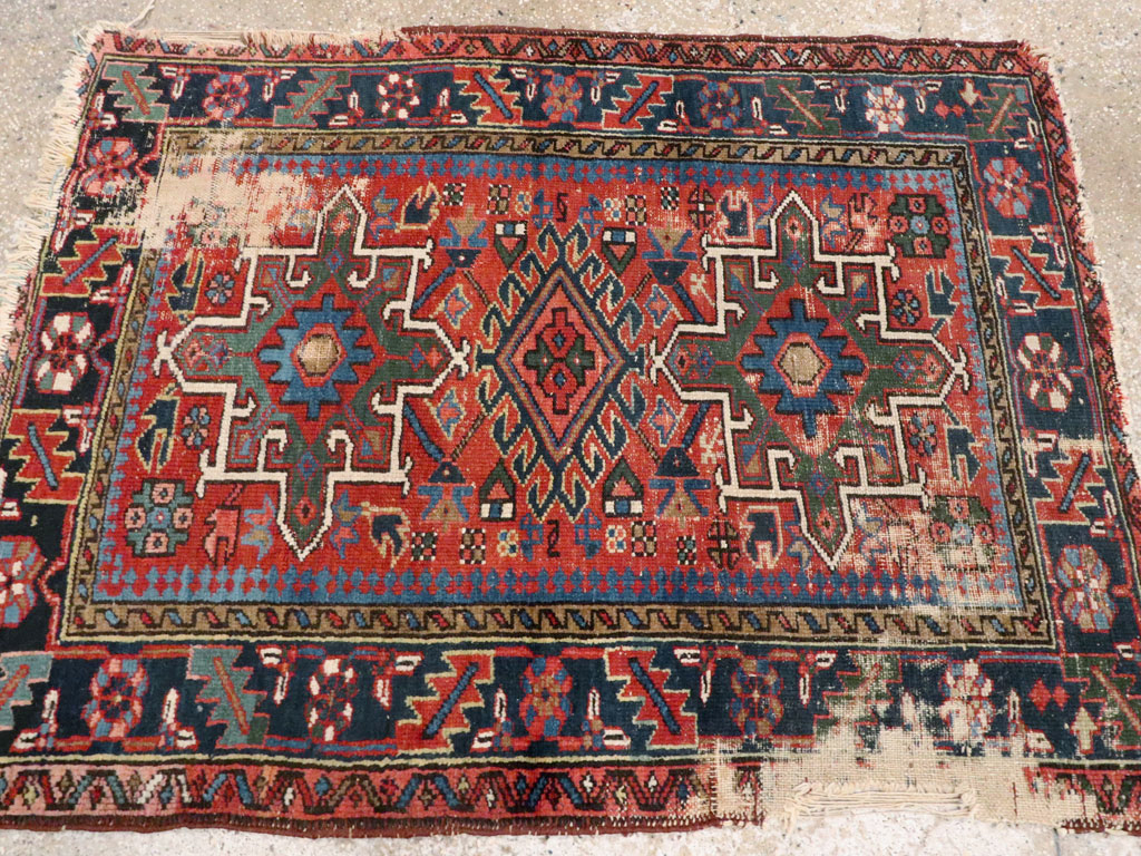 Antique Persian Karajeh Distressed Rug, No.20530 - Staging