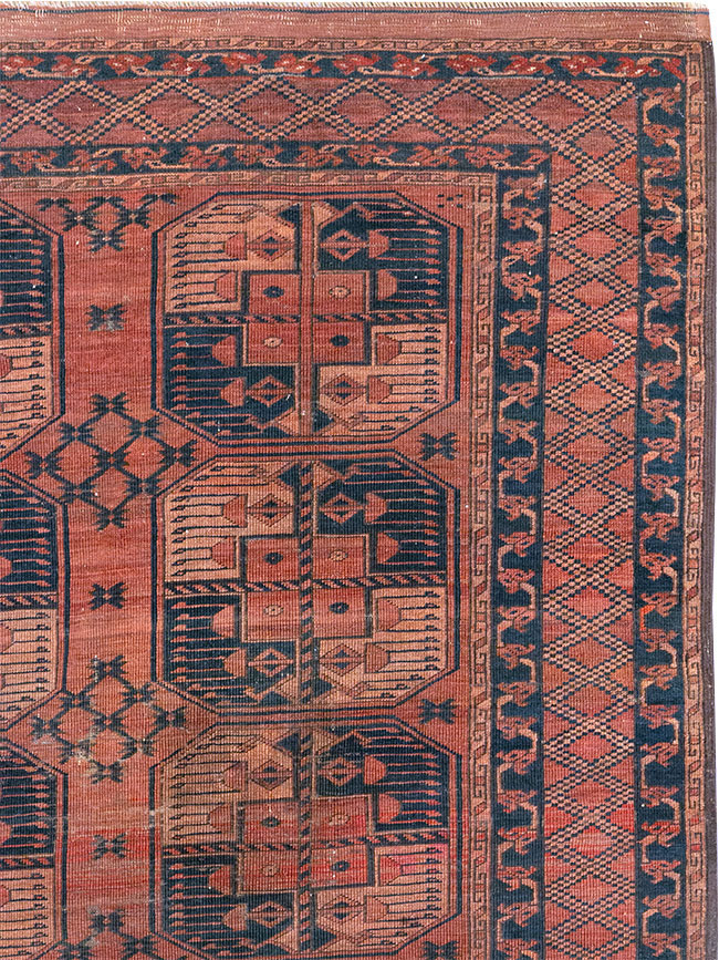 Antique Central Asian Turkoman Distressed Rug, No.20536 - Staging