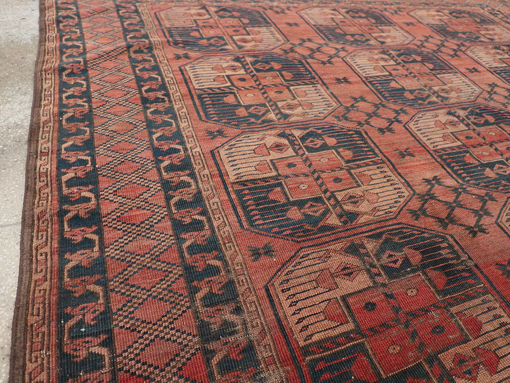 Antique Central Asian Turkoman Distressed Rug, No.20536 - Staging